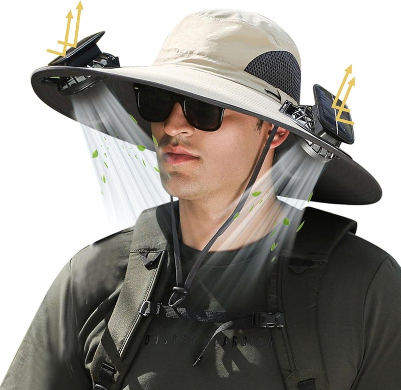 Leotruny Sun Hat with Solar Fan: Keed Cooling Fan Built in for Outdoor Men - Solar Powered & USB Charging for Fishing Summer - Image 1